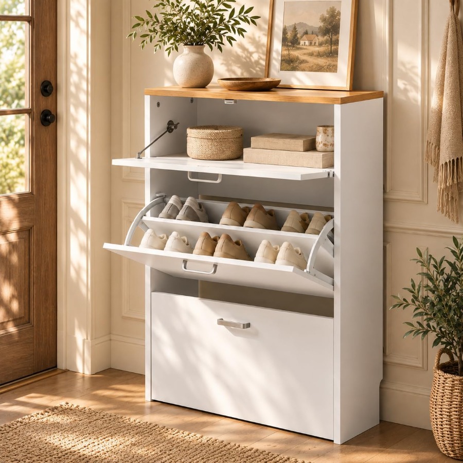 Shoe Rack Cabinet Narrow Entryway - Mobiletto porta scarpe per l’ingresso, scaffale