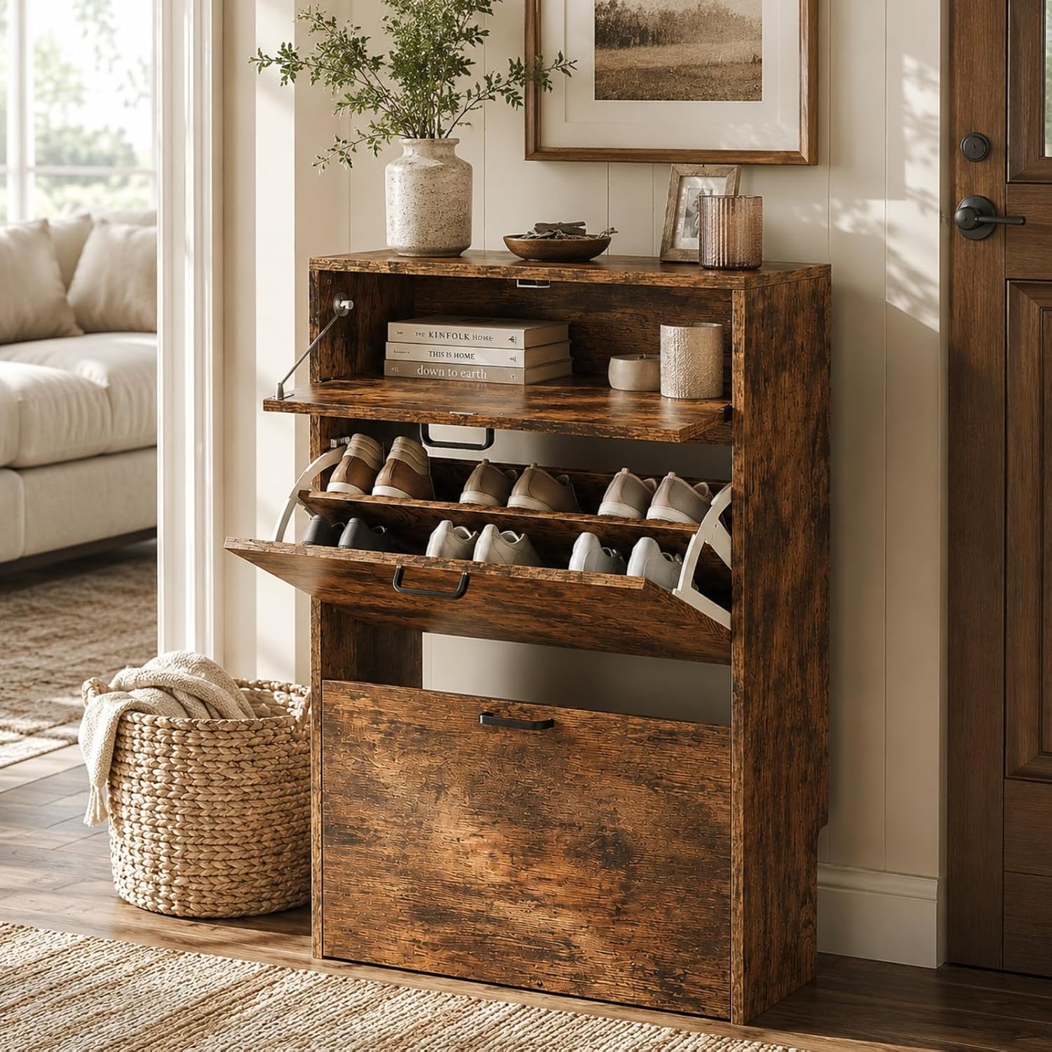 Shoe Rack Cabinet Narrow Entryway - # Scarpiera Sottile con 2 Ante