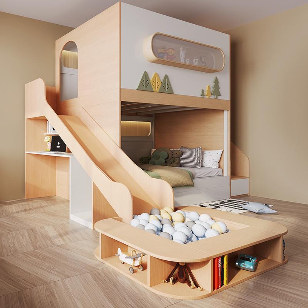 Bunk Bed With Stairs And Slide - Letto a castello a forma di