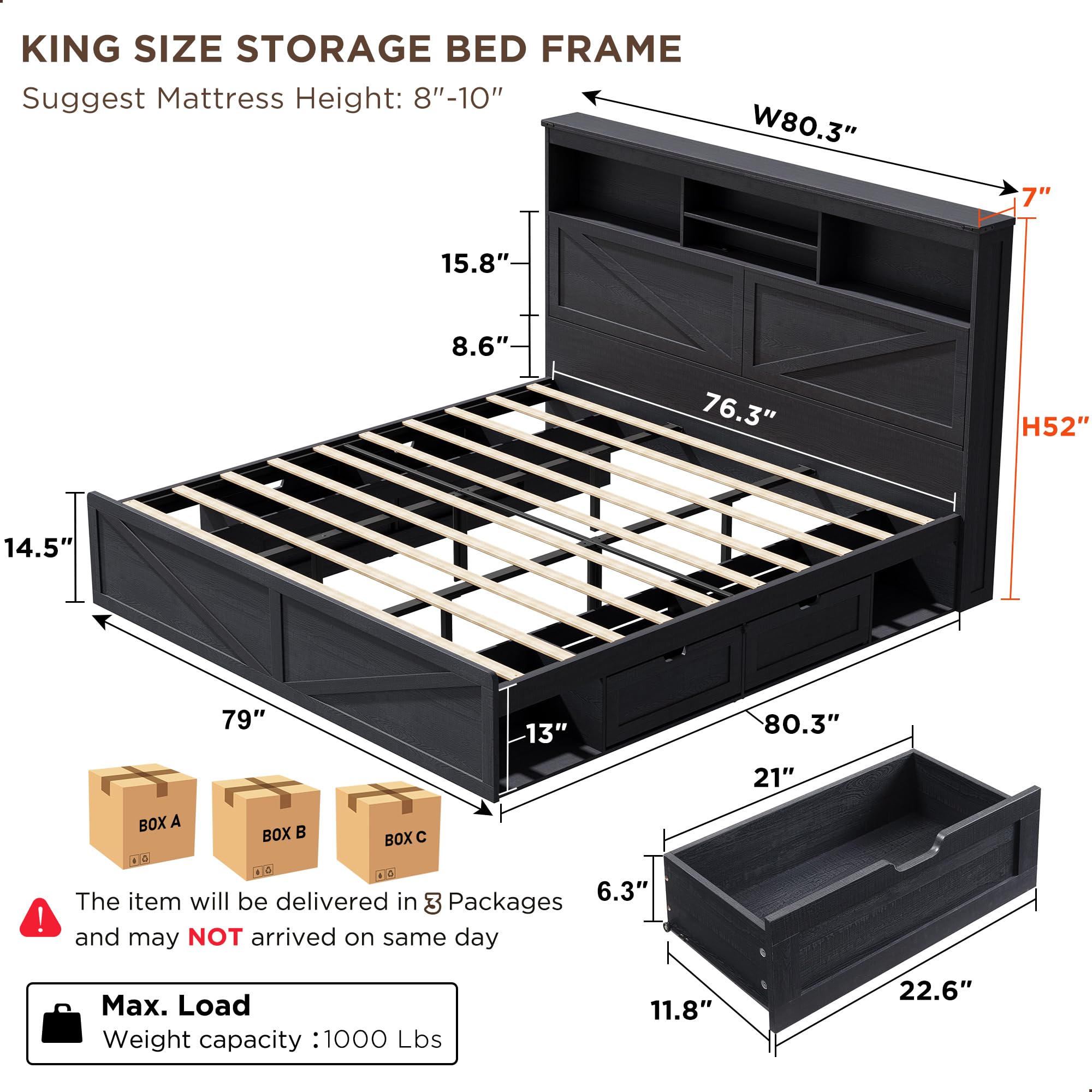 Struttura letto matrimoniale i - King Size Bed Frame With Storage Drawers recensione e prezzo