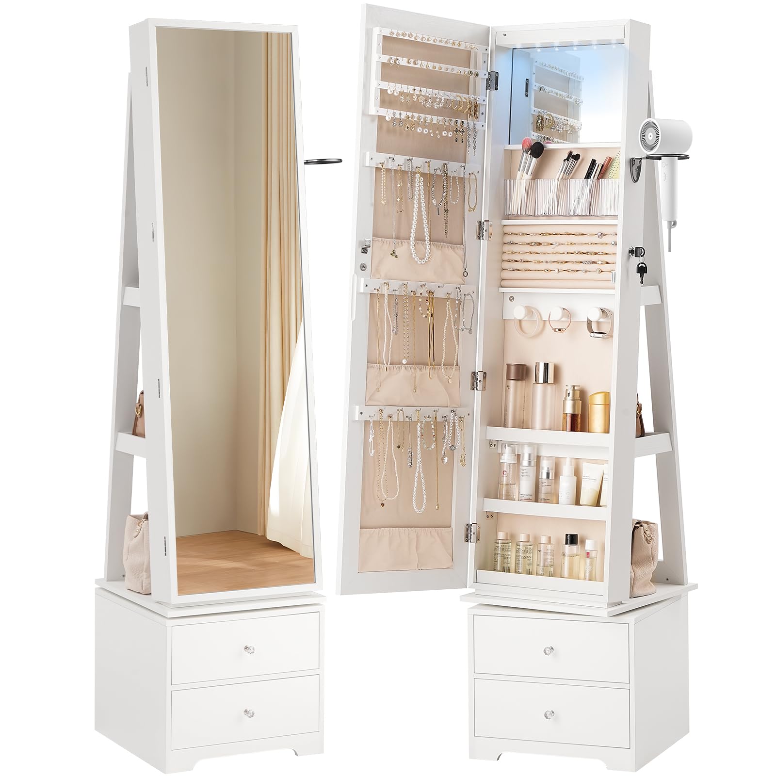 360 °   Mobiletto portagioiell - Full Length Mirror Jewelry Armoire recensione e prezzo