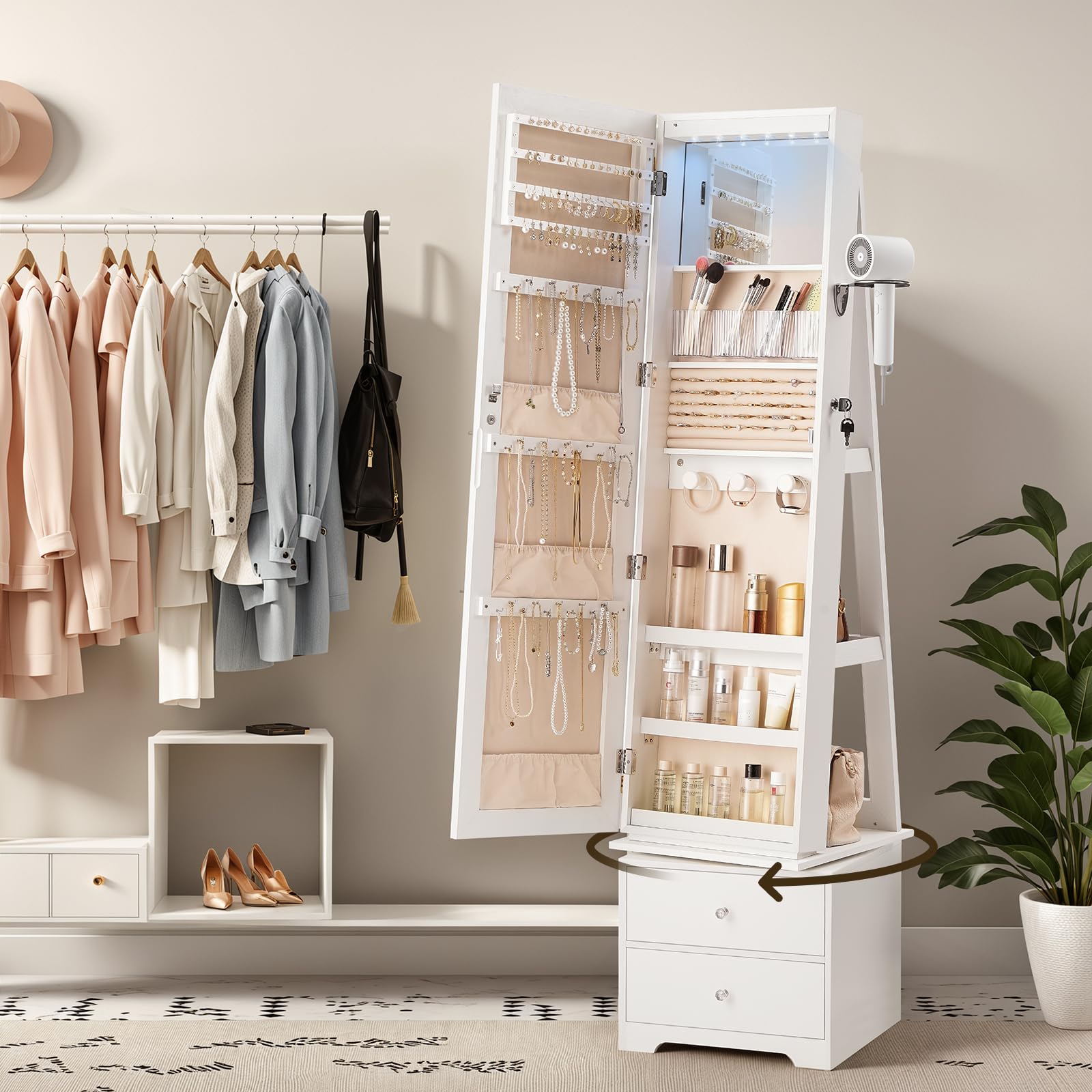 360 °   Mobiletto portagioiell - Full Length Mirror Jewelry Armoire recensione e prezzo