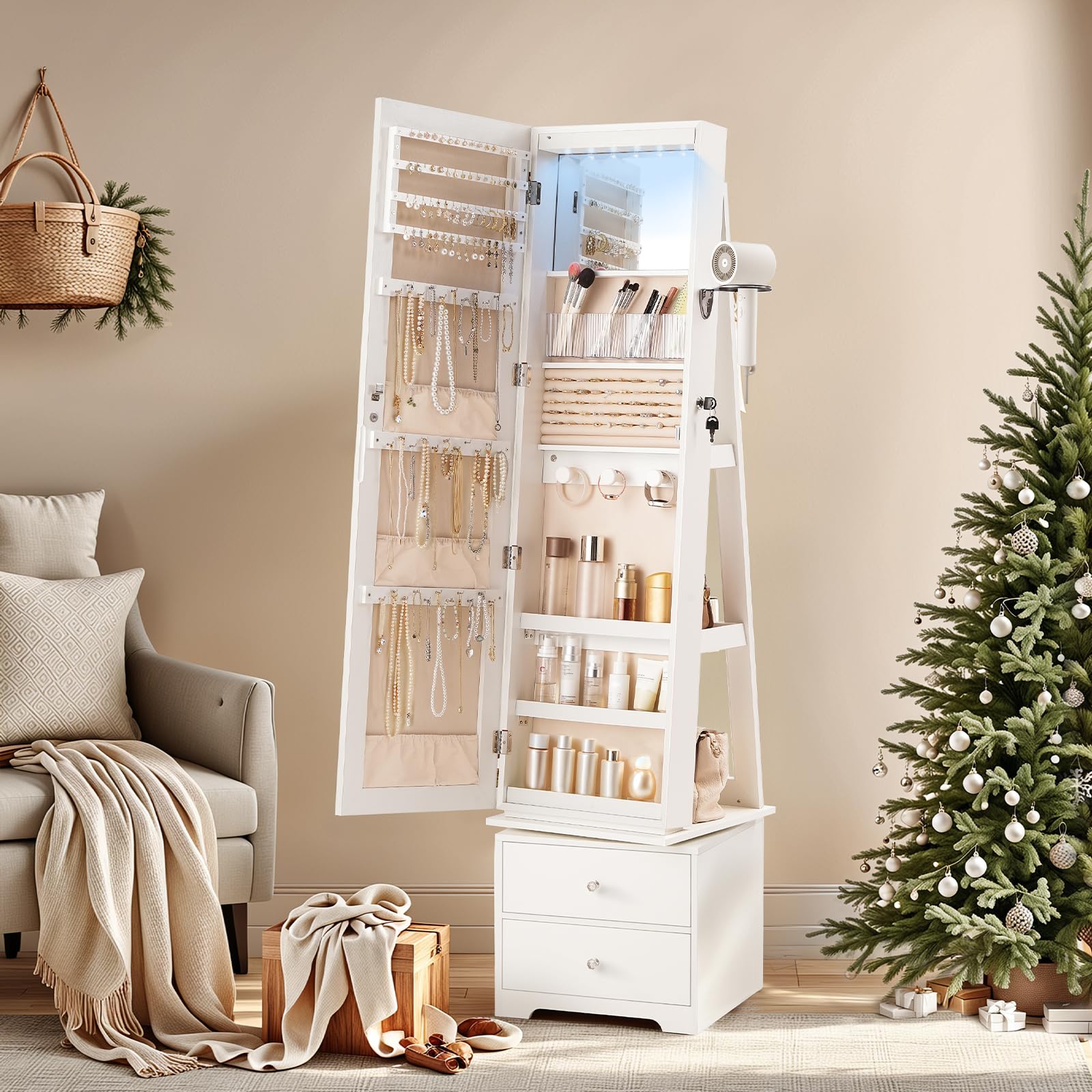 360 °   Mobiletto portagioiell - Full Length Mirror Jewelry Armoire recensione e prezzo