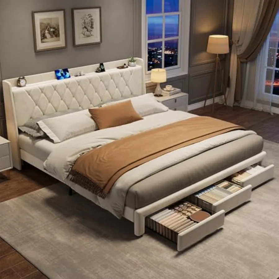 Letto matrimoniale con struttu - King Size Bed Frame With Storage Drawers recensione e prezzo