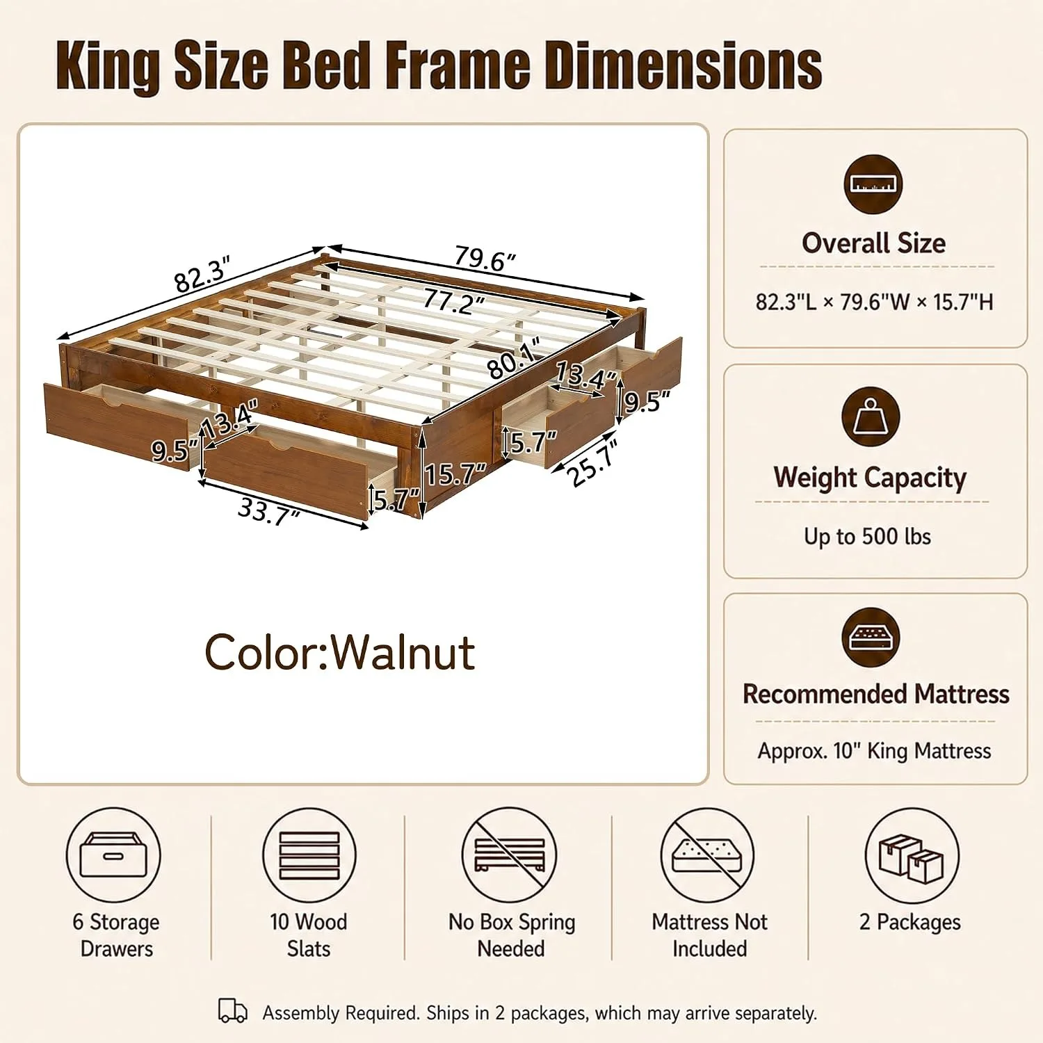 Struttura letto minimalista in - King Size Bed Frame With Storage Drawers recensione e prezzo